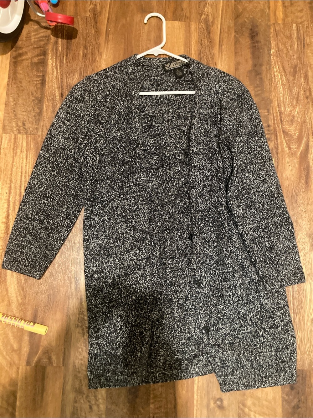 Black & White Marled Open Front Cardigan